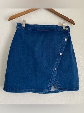 We The Free snap button denim wrap skirt, 8